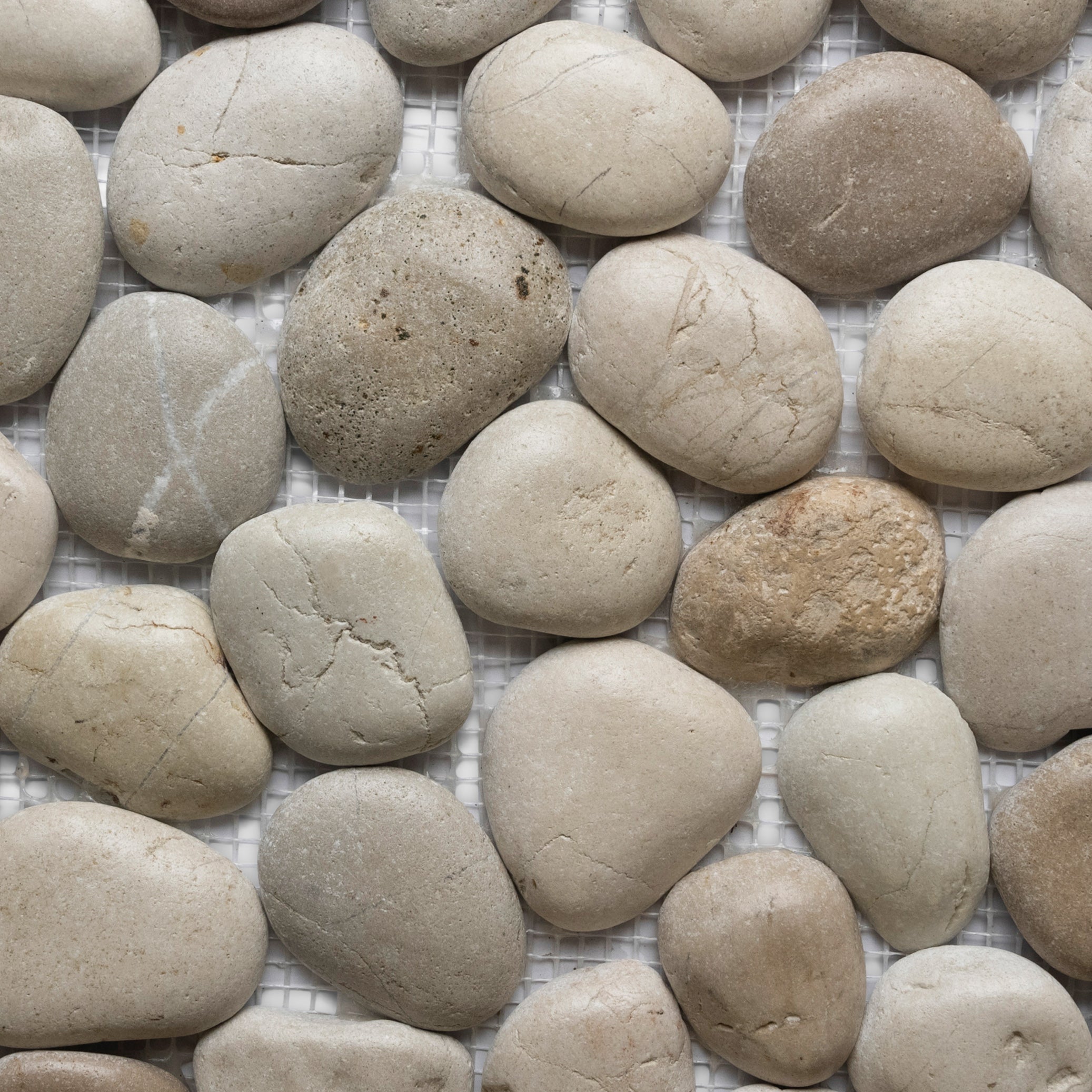 Glazed Java Tan and White Pebble Tile - Pebble Tile Shop