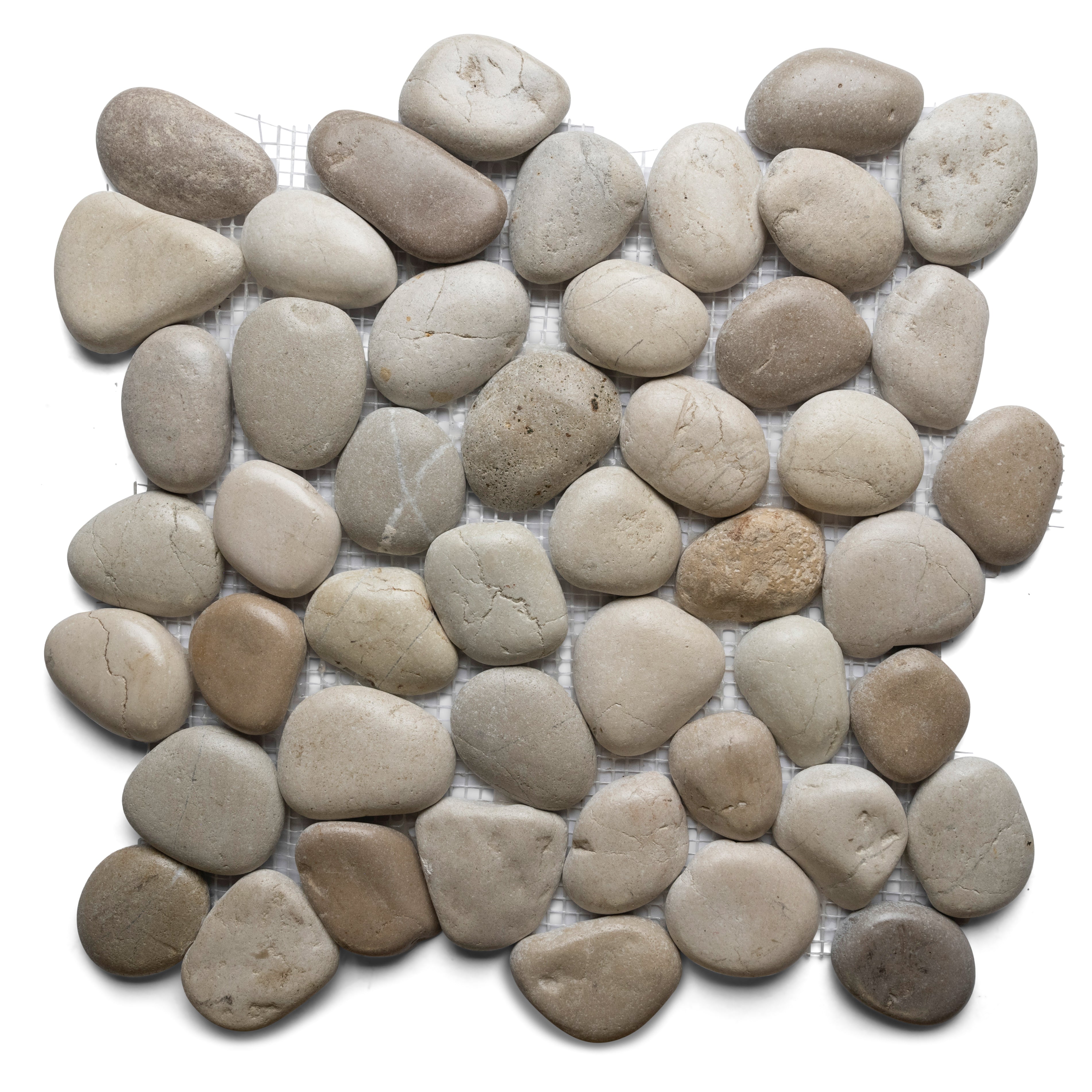 Glazed Java Tan and White Pebble Tile - Pebble Tile Shop