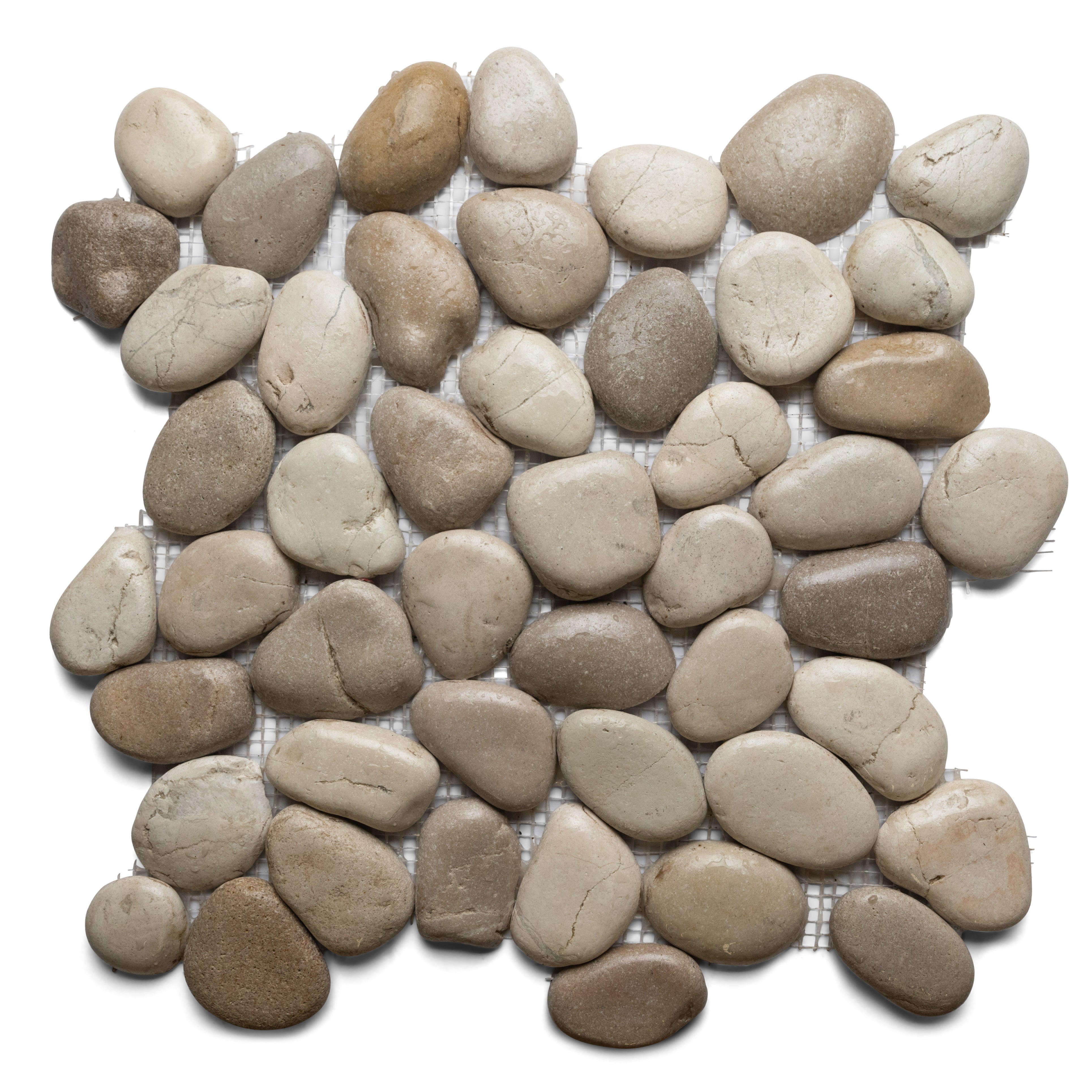 Glazed Java Tan and White Pebble Tile - Pebble Tile Shop