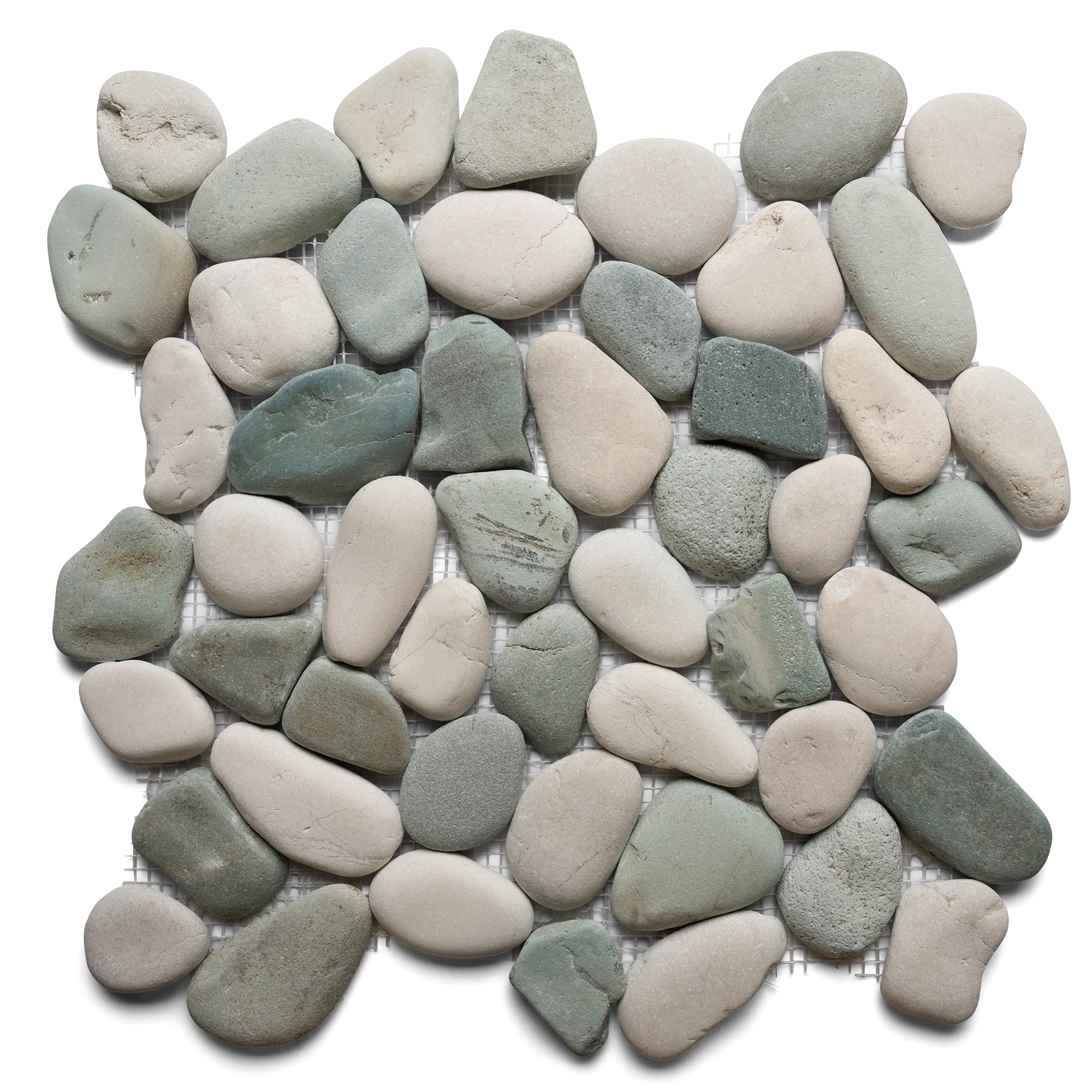 Sea Green and White Pebble Tiles | Pebble Tile Shop