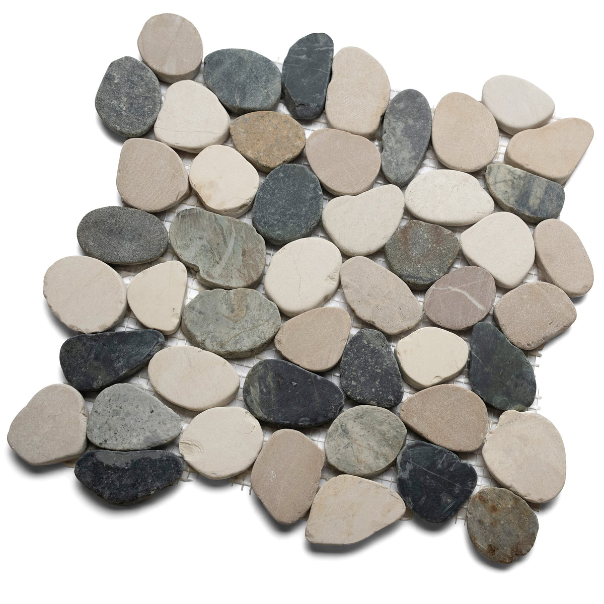 Sliced Mixed 4 Colours Pebble Tile | Sliced Pebble Tiles | Pebble Tile Shop