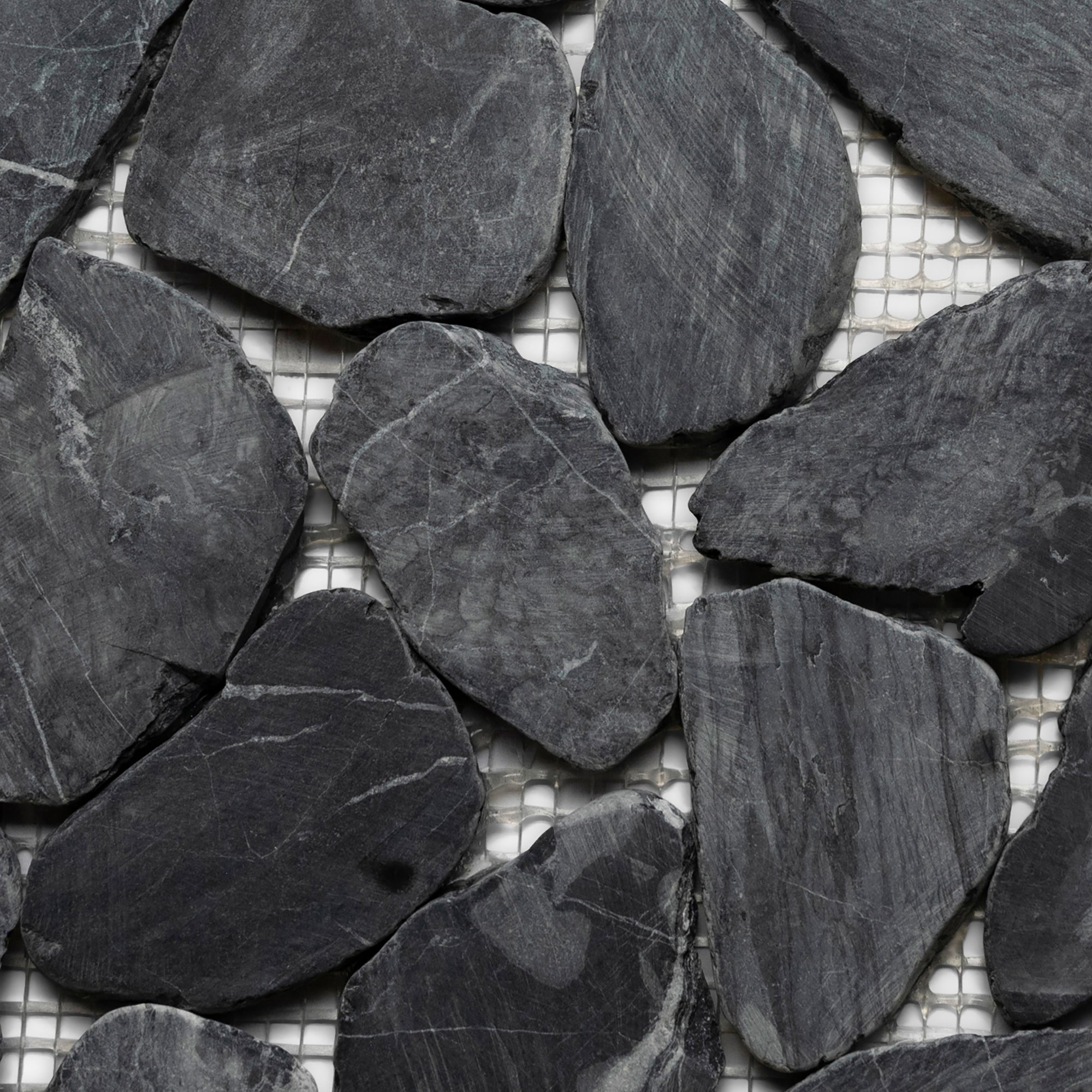 Tempest Black XL Sliced Jumbo Pebble Tile | Sliced Pebble Tiles