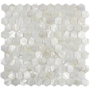 White Hexagon Pearl Shell Tile