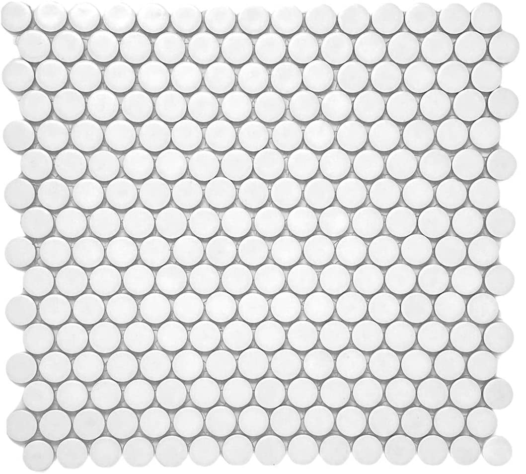 Round Liles White Penny Round Marble Mosaic Tiles | Pebble Tile Shop
